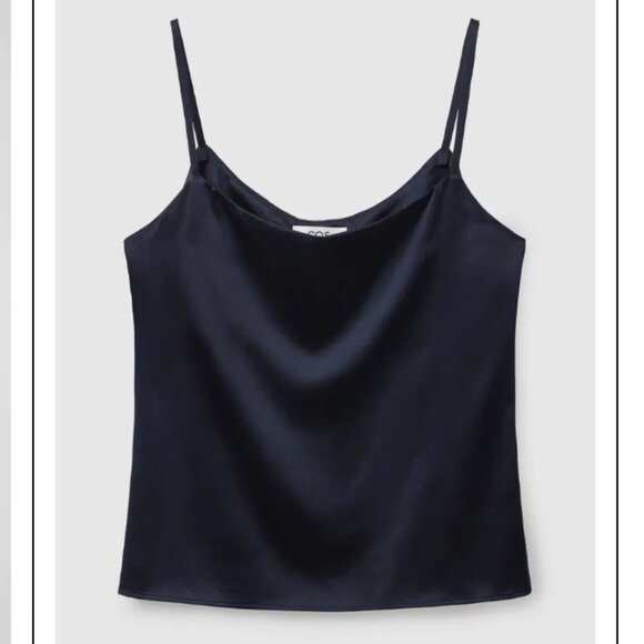 COS Silk A Line Cami Tank Top Blouse in Midnight Navy Blue Sz Small $70 - Picture 1 of 11
